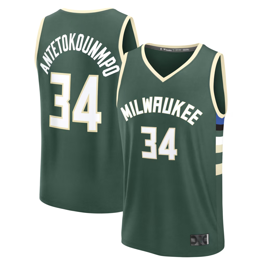 Edoa M.Bucks #34 Giannis Antetokounmpo Hunter Green Fast Break Replica Player Jerseys - Icon Edition