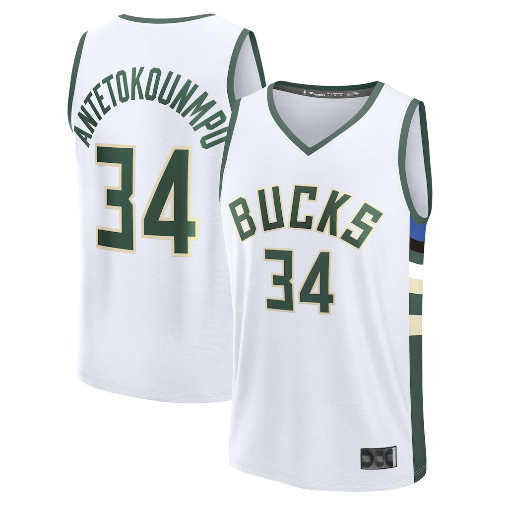 Edoa M.Bucks #34 Giannis Antetokounmpo White Fast Break Replica Player Jerseys - Association Edition