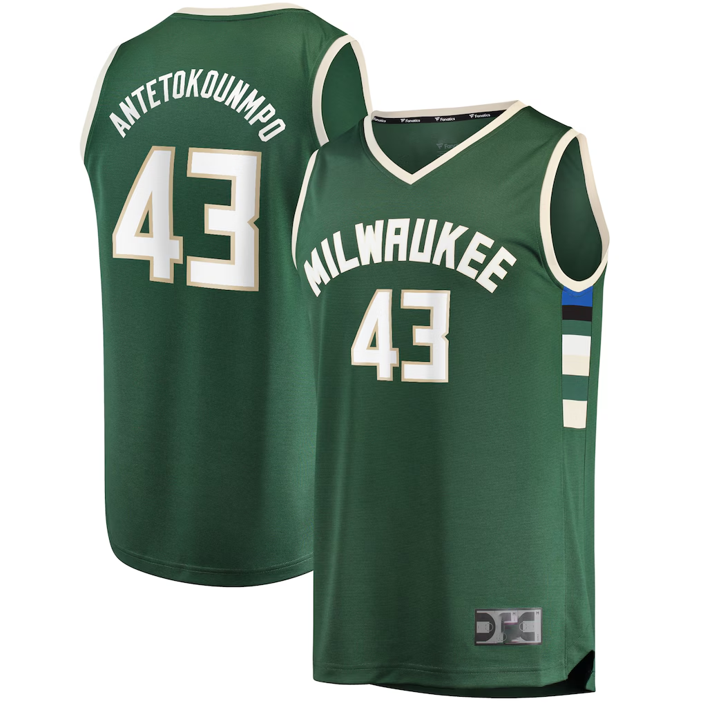 Edoa M.Bucks #43 Thanasis Antetokounmpo Hunter Green Fast Break Replica Player Jerseys - Icon Edition
