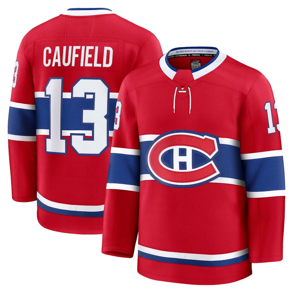 Gdoa M.Canadiens #13 Cole Caufield Red Home Premium Jerseys