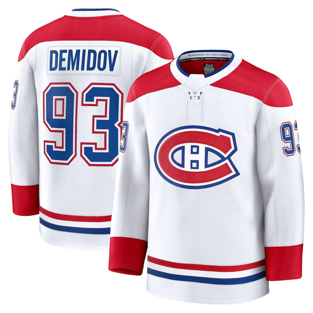 Gdoa M.Canadiens #93 Ivan Demidov White Away Premium Jerseys
