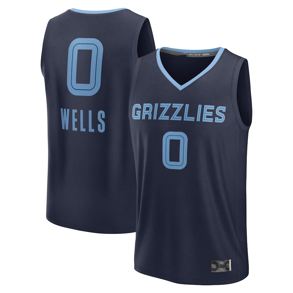 Edoa M.Grizzlies #0 Jaylen Wells Navy Fast Break Replica Player Stitched Jerseys- Icon Edition