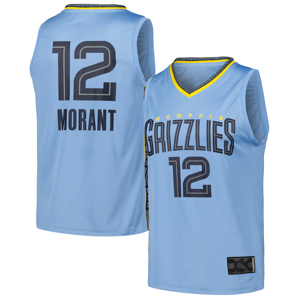 Edoa M.Grizzlies #12 Ja Morant Light Blue Fast Break Replica Player Stitched Jerseys- Statement Edition