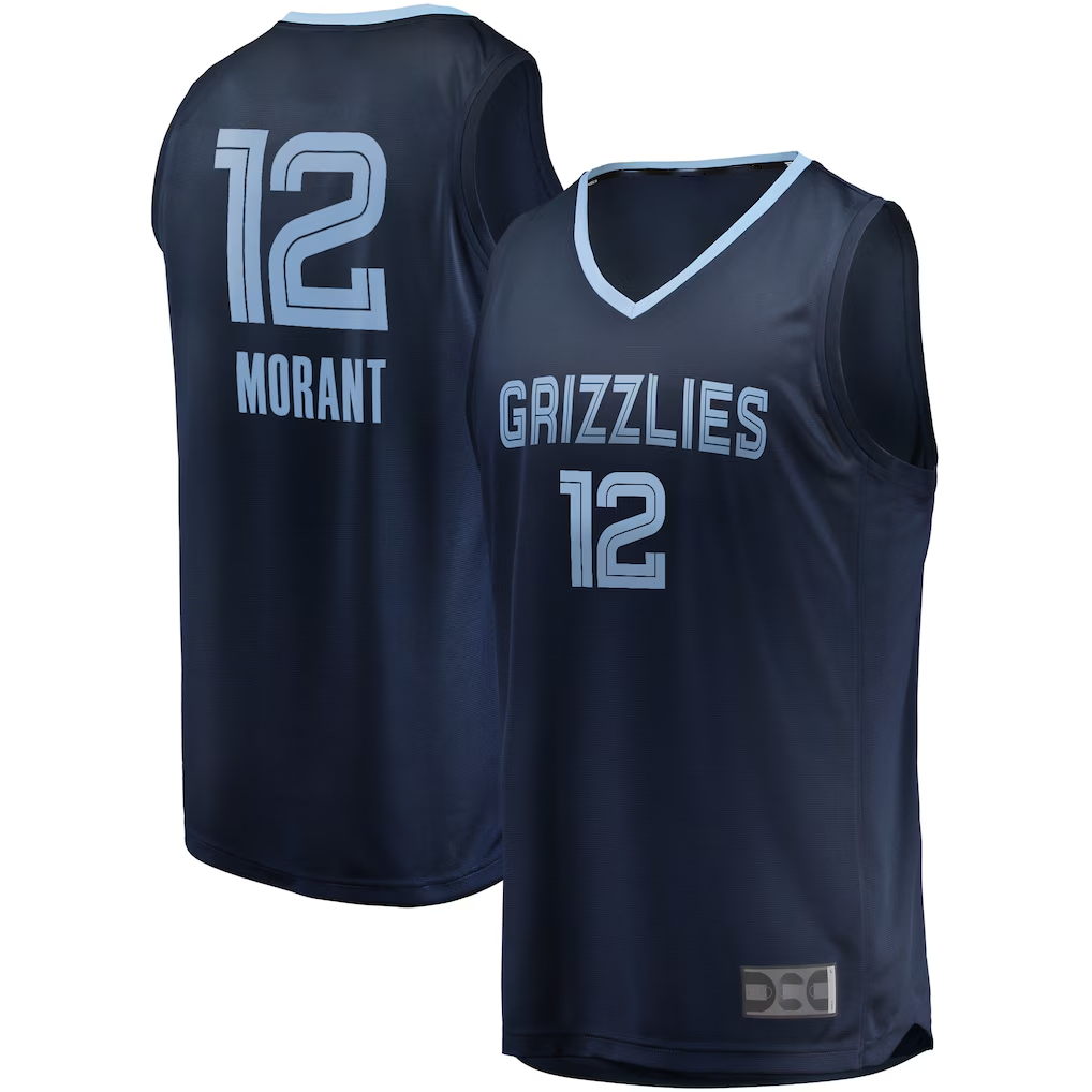 Edoa M.Grizzlies #12 Ja Morant Navy Big & Tall Fast Break Player Stitched Jerseys- Icon Edition
