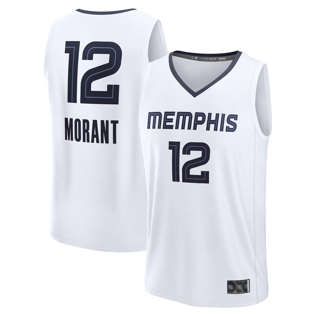 Edoa M.Grizzlies #12 Ja Morant White Fast Break Replica Player Stitched Jerseys- Association Edition