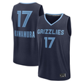 Edoa M.Grizzlies #17 Yuki Kawamura Navy Fast Break Replica Player Stitched Jerseys- Icon Edition