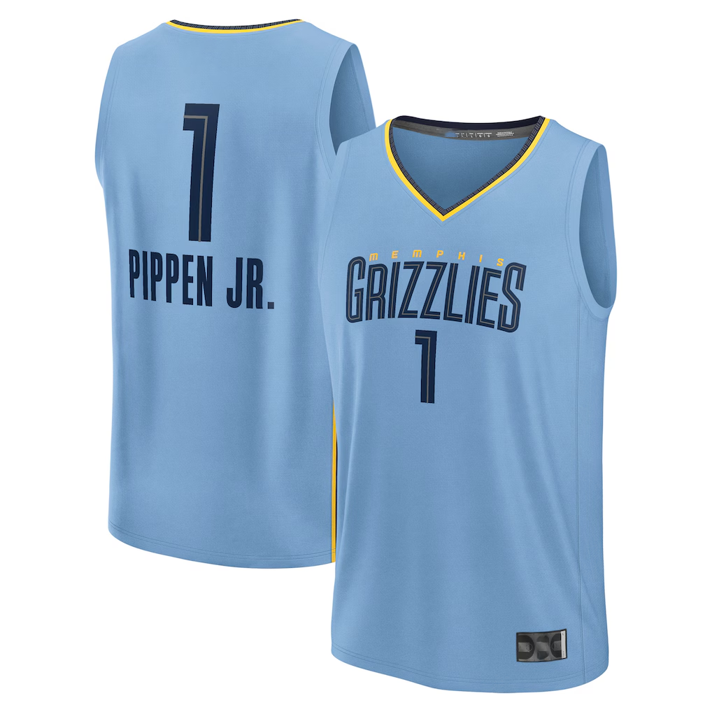 Edoa M.Grizzlies #1 Scotty Pippen Jr. Light Blue Fast Break Replica Player Stitched Jerseys- Statement Edition