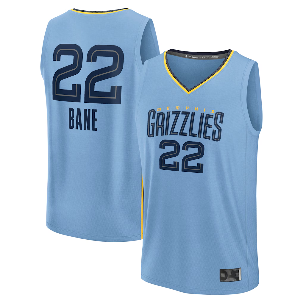 Edoa M.Grizzlies #22 Desmond Bane Light Blue Fast Break Replica Player Stitched Jerseys- Statement Edition
