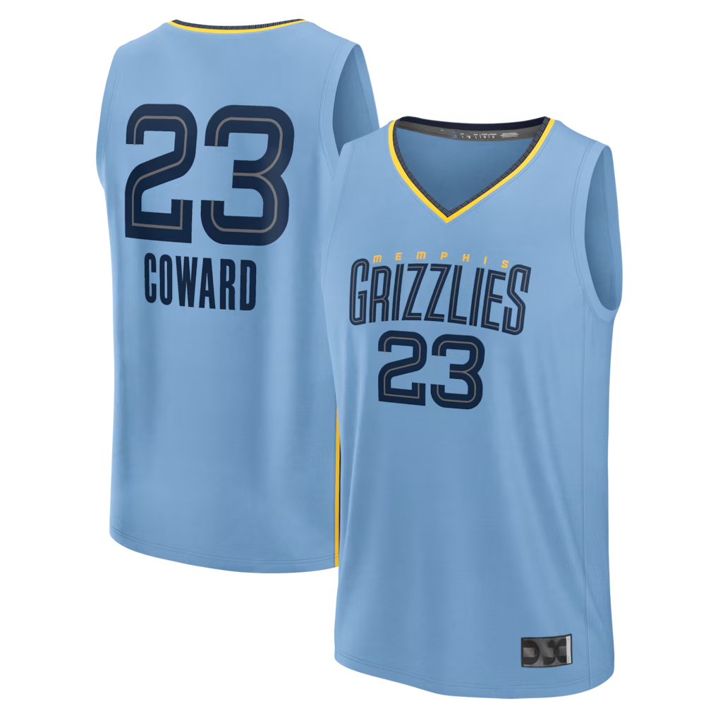 Edoa M.Grizzlies #23 Cedric Coward Light Blue Fast Break Replica Player Stitched Jerseys- Statement Edition