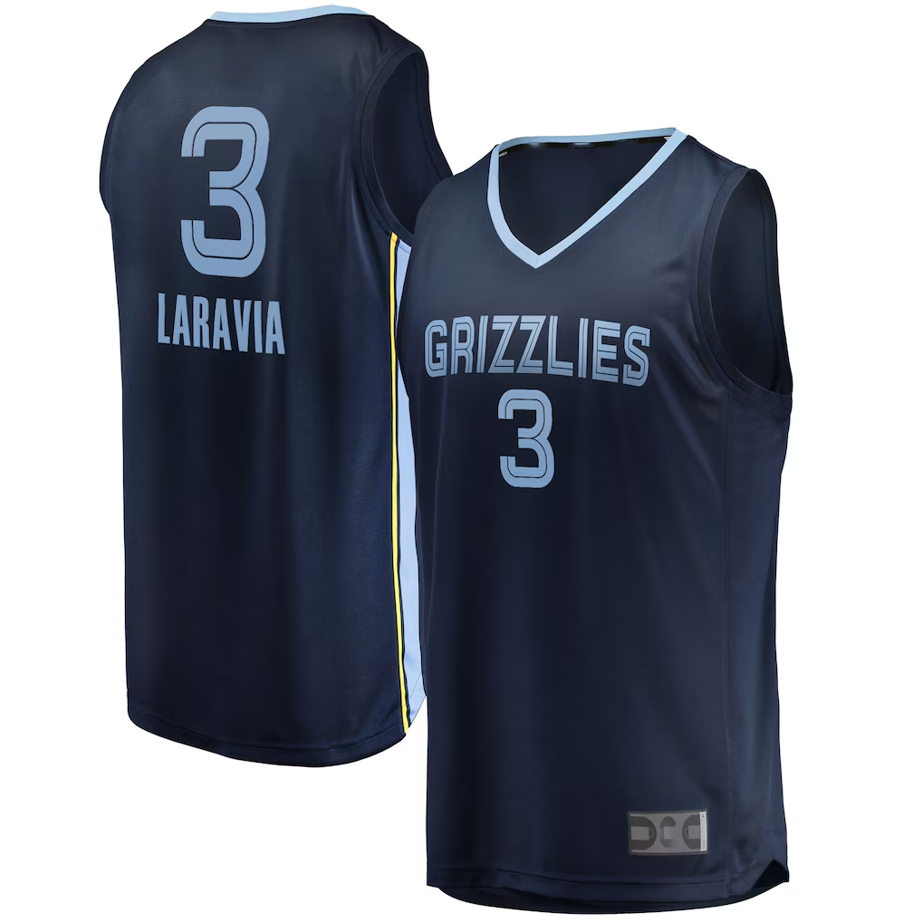 Edoa M.Grizzlies #3 Jake LaRavia Navy Fast Break Replica Player Stitched Jerseys- Icon Edition