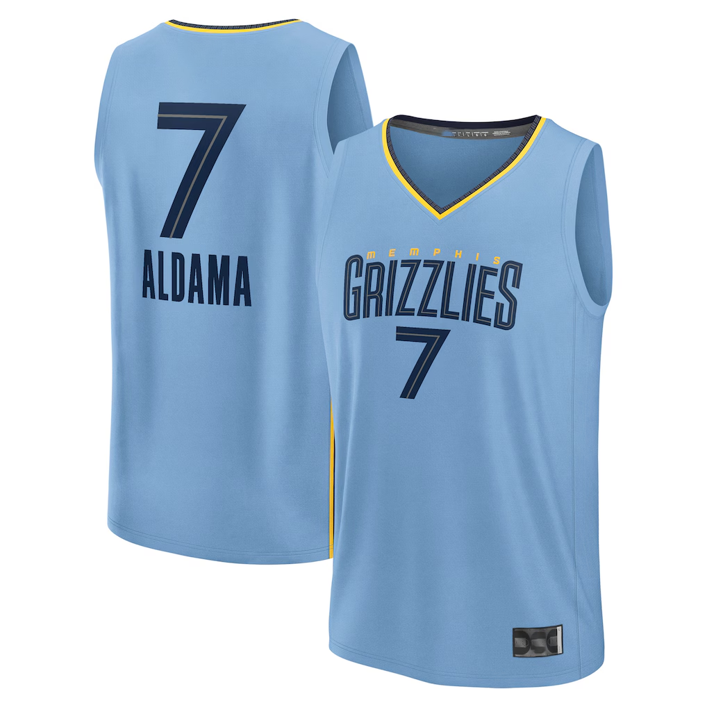 Edoa M.Grizzlies #7 Santi Aldama Light Blue Fast Break Replica Player Stitched Jerseys- Statement Edition