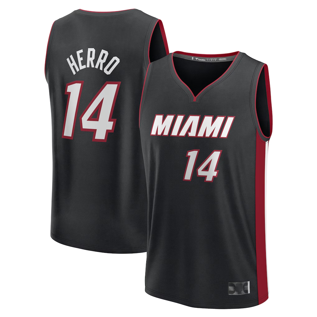 Edoa M.Heat #14 Tyler Herro Black Fast Break Replica Player Jerseys - Icon Edition