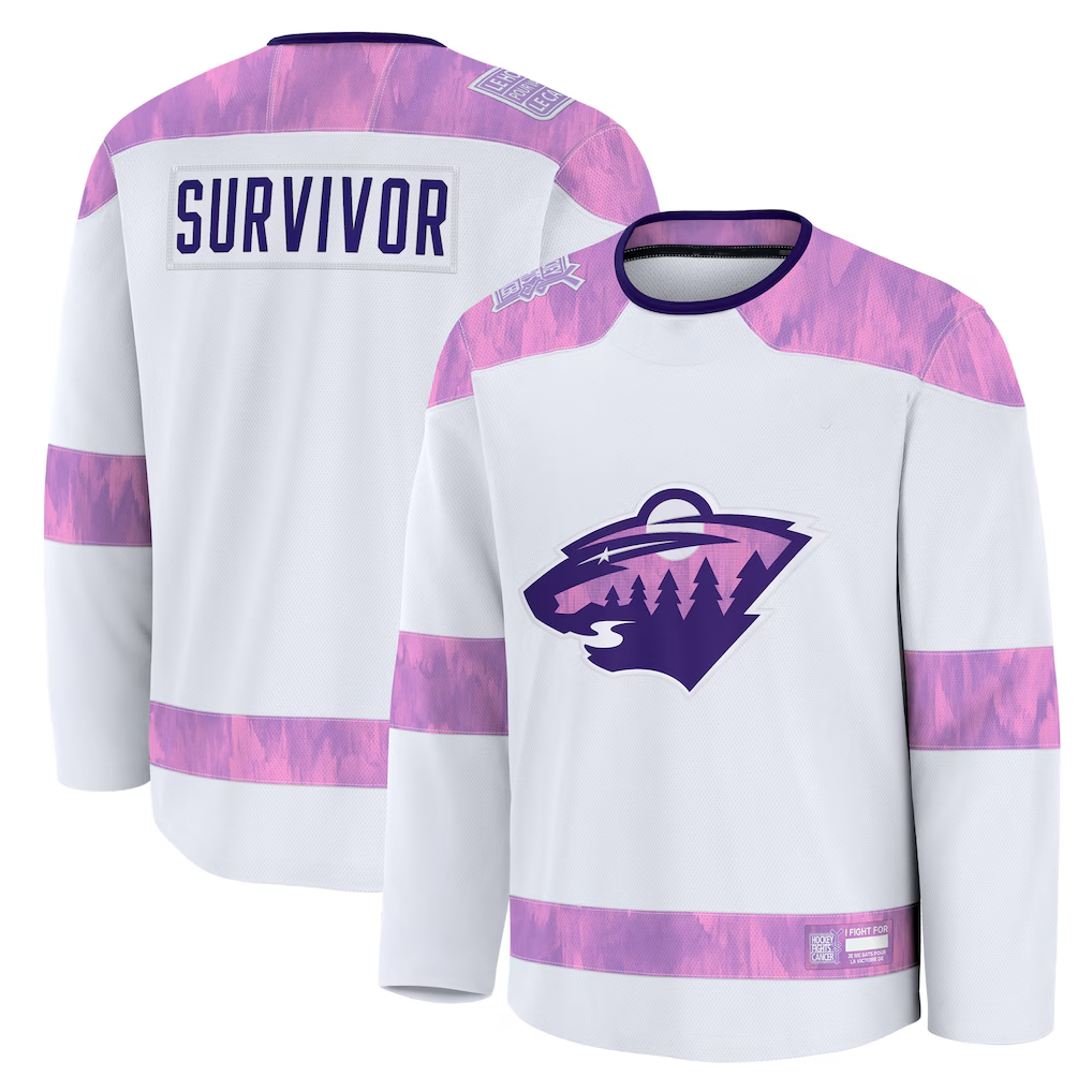Gdoa M.Wild White Hockey Fights Cancer Survivor Practice Jerseys