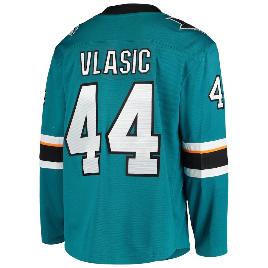 SJ.Sharks #44 Marc-Edouard Vlasic Fanatics Branded Breakaway Home Player Jersey Teal Stitched American Hockey Jerseys