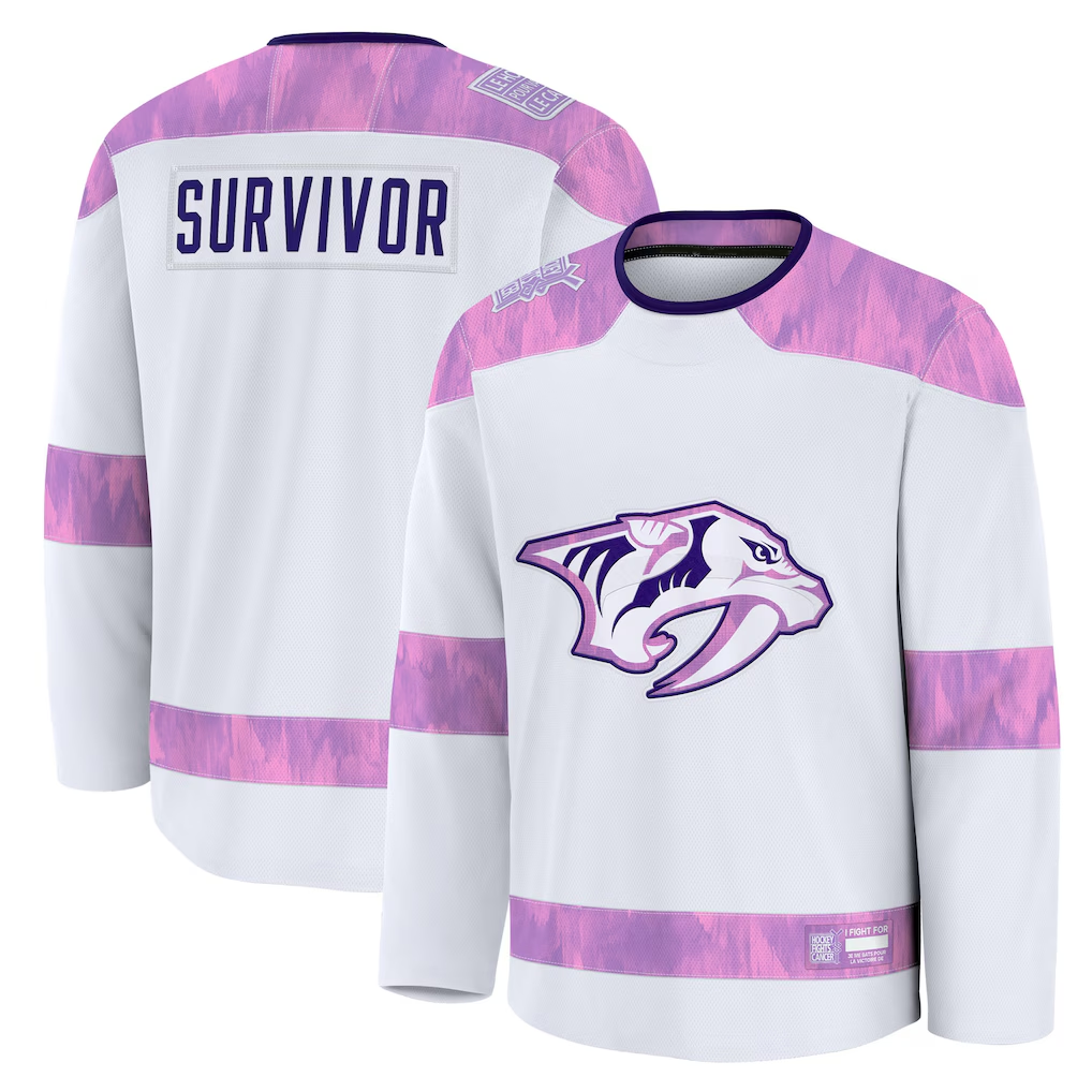 Gdoa N.Predators White Hockey Fights Cancer Survivor Practice Jerseys