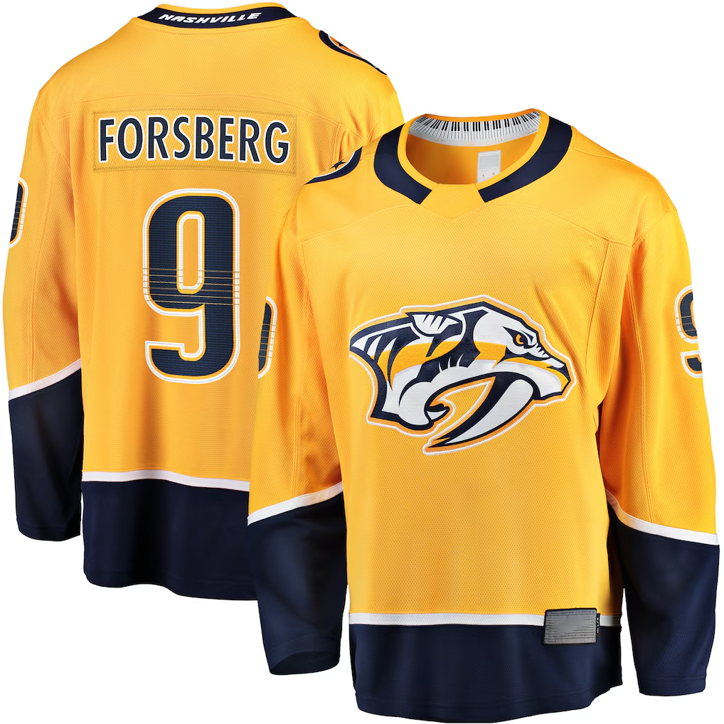 Gdoa N.Predators #9 Filip Forsberg Gold Home Breakaway Jerseys