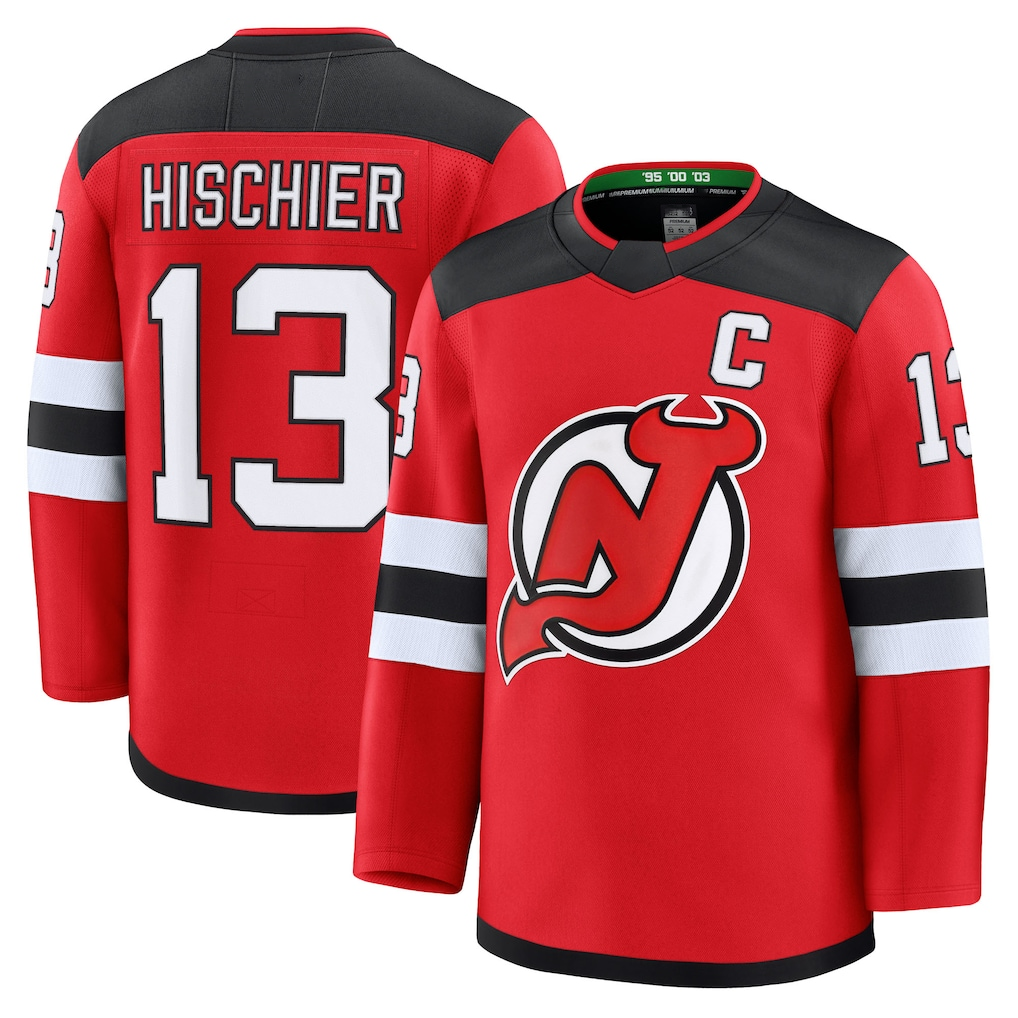 Gdoa N.Jersey Devils #13 Nico Hischier Red Home Premium Jerseys