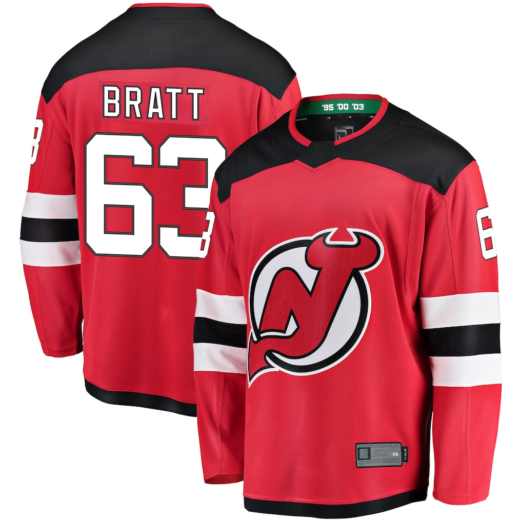 Gdoa N.Jersey Devils #63 Jesper Bratt Red Home Breakaway Player Jerseys