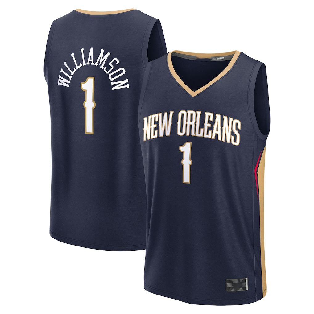 Edoa NO.Pelicans #1 Zion Williamson Navy Fast Break Replica Player Stitched Jerseys- Icon Edition