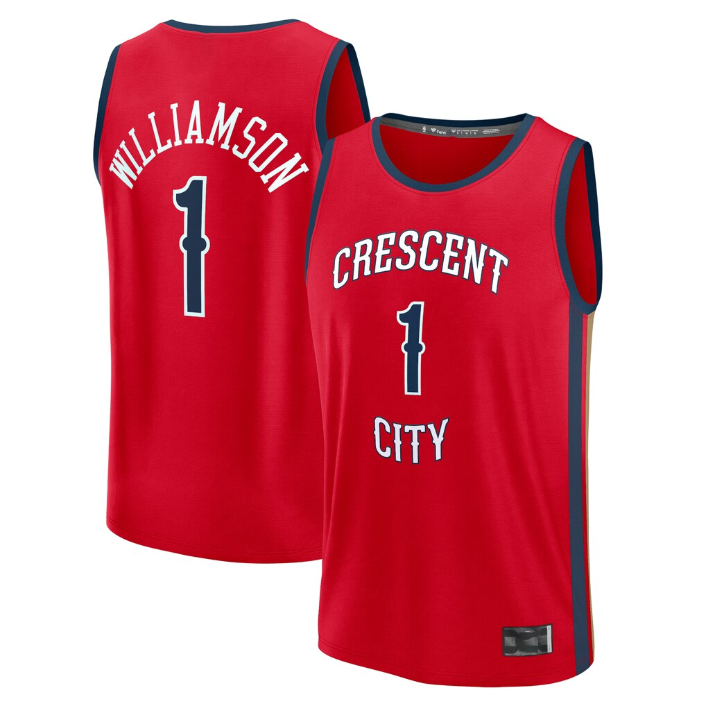 Edoa NO.Pelicans #1 Zion Williamson Red Fast Break Replica Player Stitched Jerseys- Statement Edition