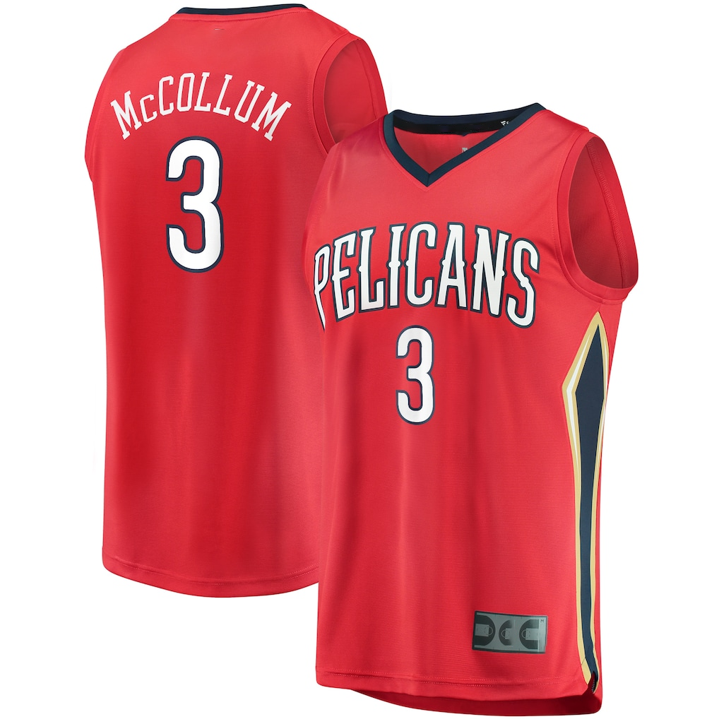 Edoa NO.Pelicans #3 C.J. McCollum Red Fast Break Replica Player Stitched Jerseys- Statement Edition