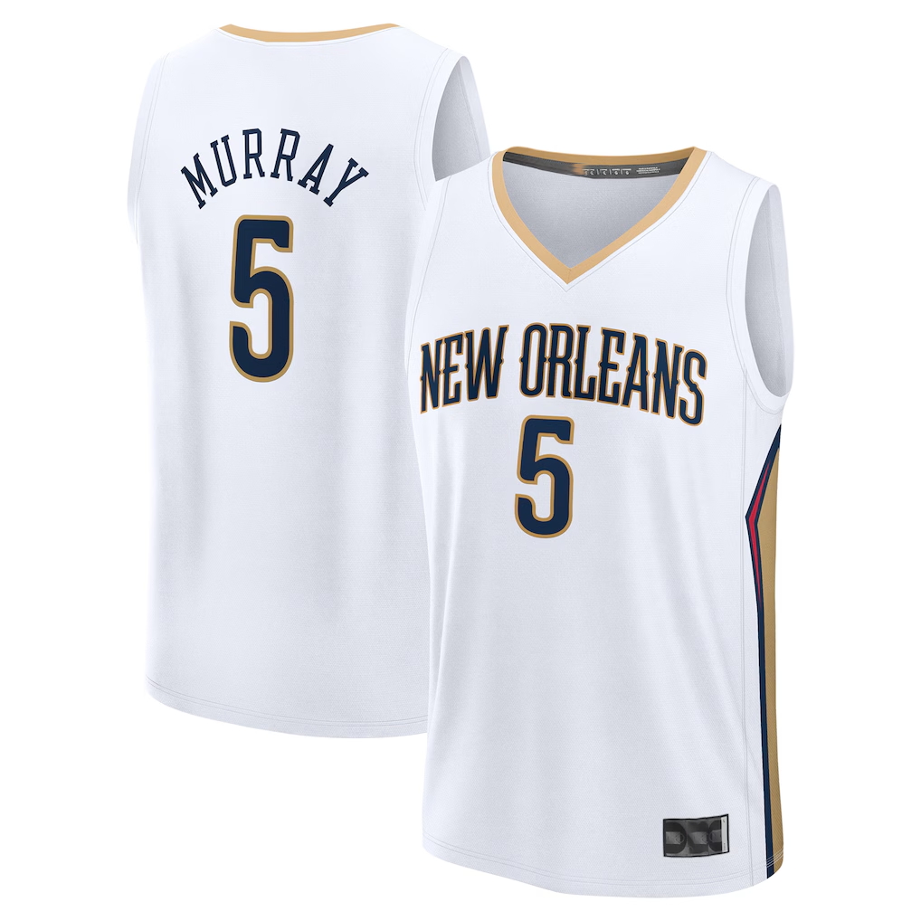 Edoa NO.Pelicans #5 Dejounte Murray White Fast Break Replica Player Stitched Jerseys- Association Edition