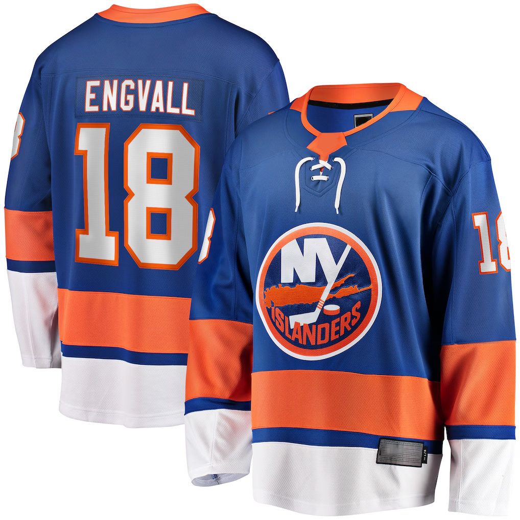 Gdoa NY.Islanders #18 Pierre Engvall Blue Home Premier Breakaway Player Jerseys