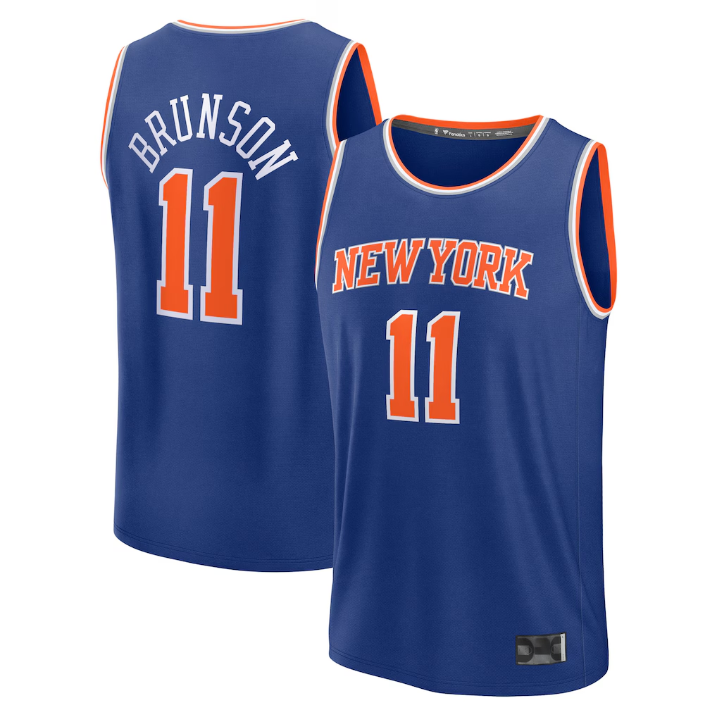 Edoa NY.Knicks #11 Jalen Brunson  Blue Fast Break Replica Player Jerseys - Icon Edition