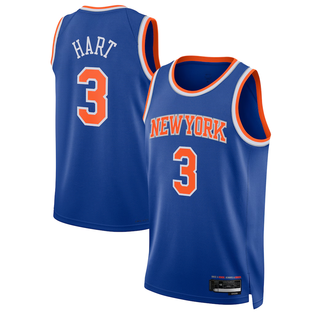 Edoa NY.Knicks #3 Josh Hart Blue Swingman Player Jerseys - Icon Edition