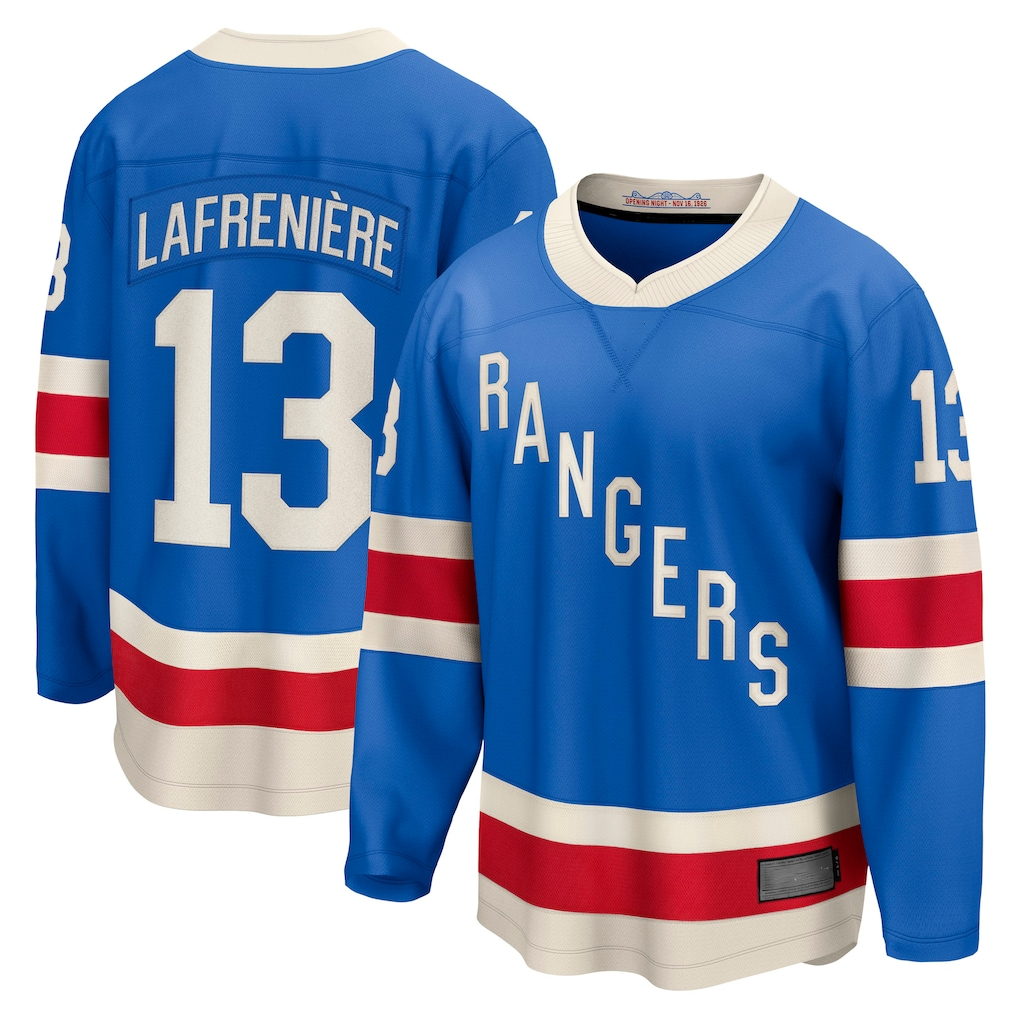 Gdoa NY.Rangers #13 Alexis Lafreniere Blue Centennial Breakaway Jerseys