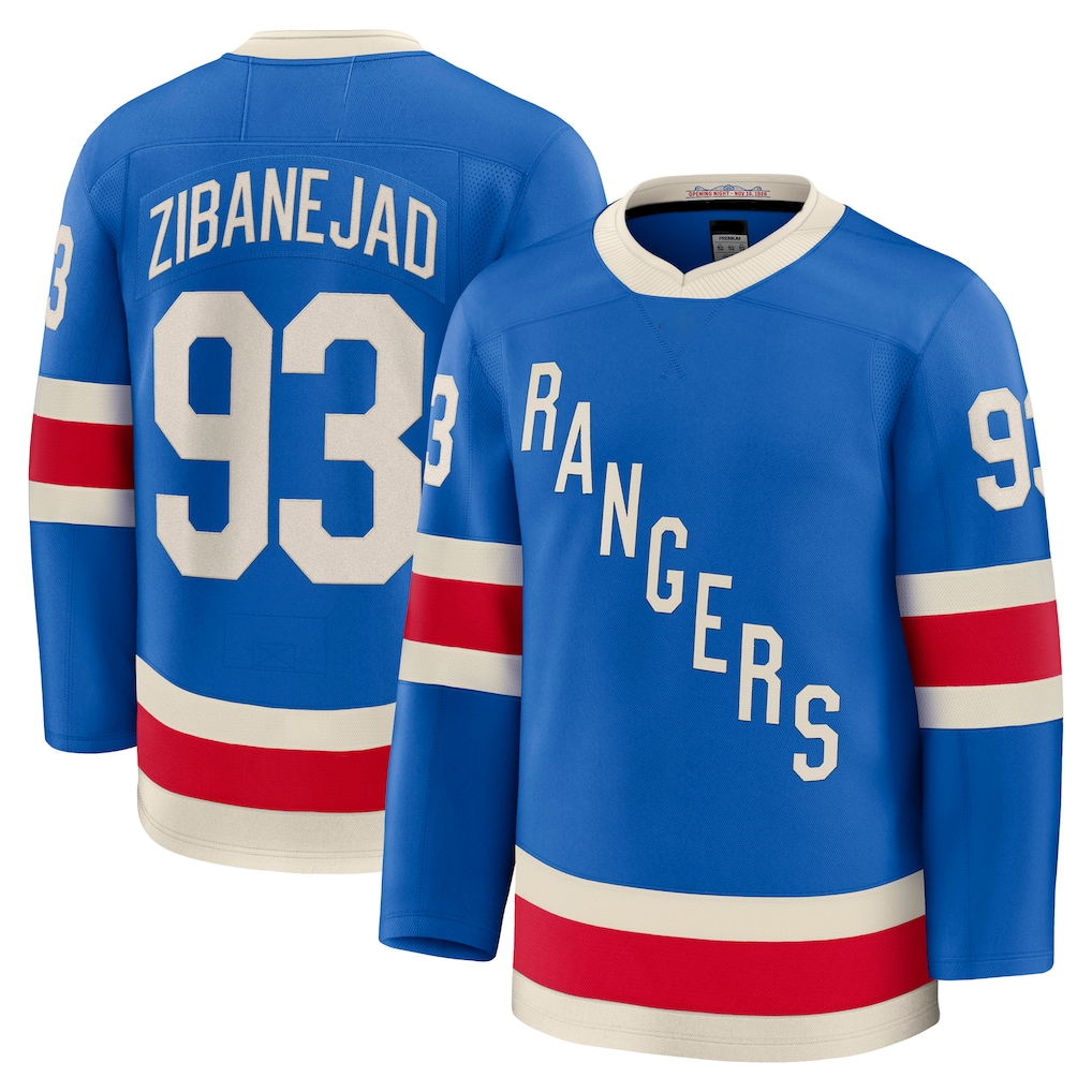 Gdoa NY.Rangers #93 Mika Zibanejad Blue Centennial Premium Jerseys
