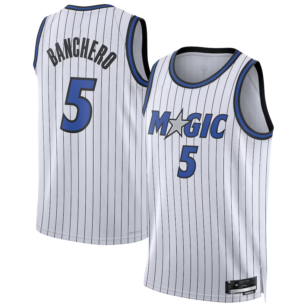 Edoa O.Magic #5 Paolo Banchero White Swingman Player Jerseys - Association Edition