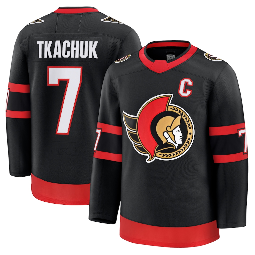 Gdoa O.Senators #7 Brady Tkachuk Black Home Premium Jerseys