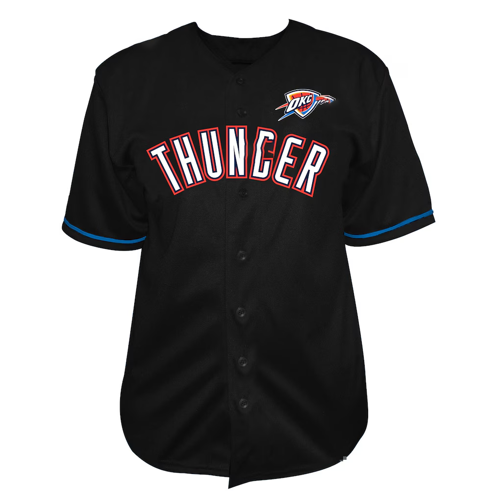 Edoa OC.Thunder Black Big & Tall Pop Full-Button Stitched Jerseys