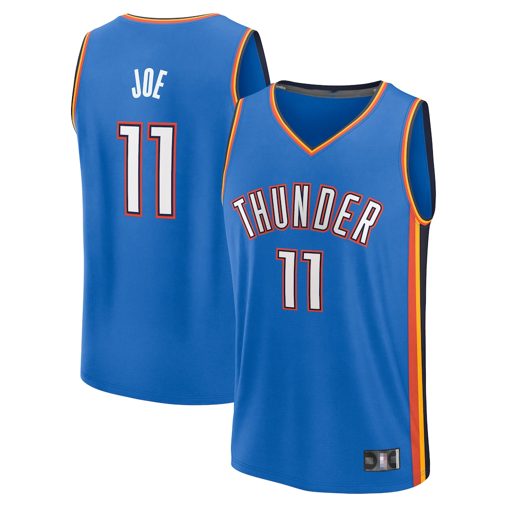 Edoa OC.Thunder #11 Isaiah Joe Blue Fast Break Replica Player Stitched Jerseys- Icon Edition