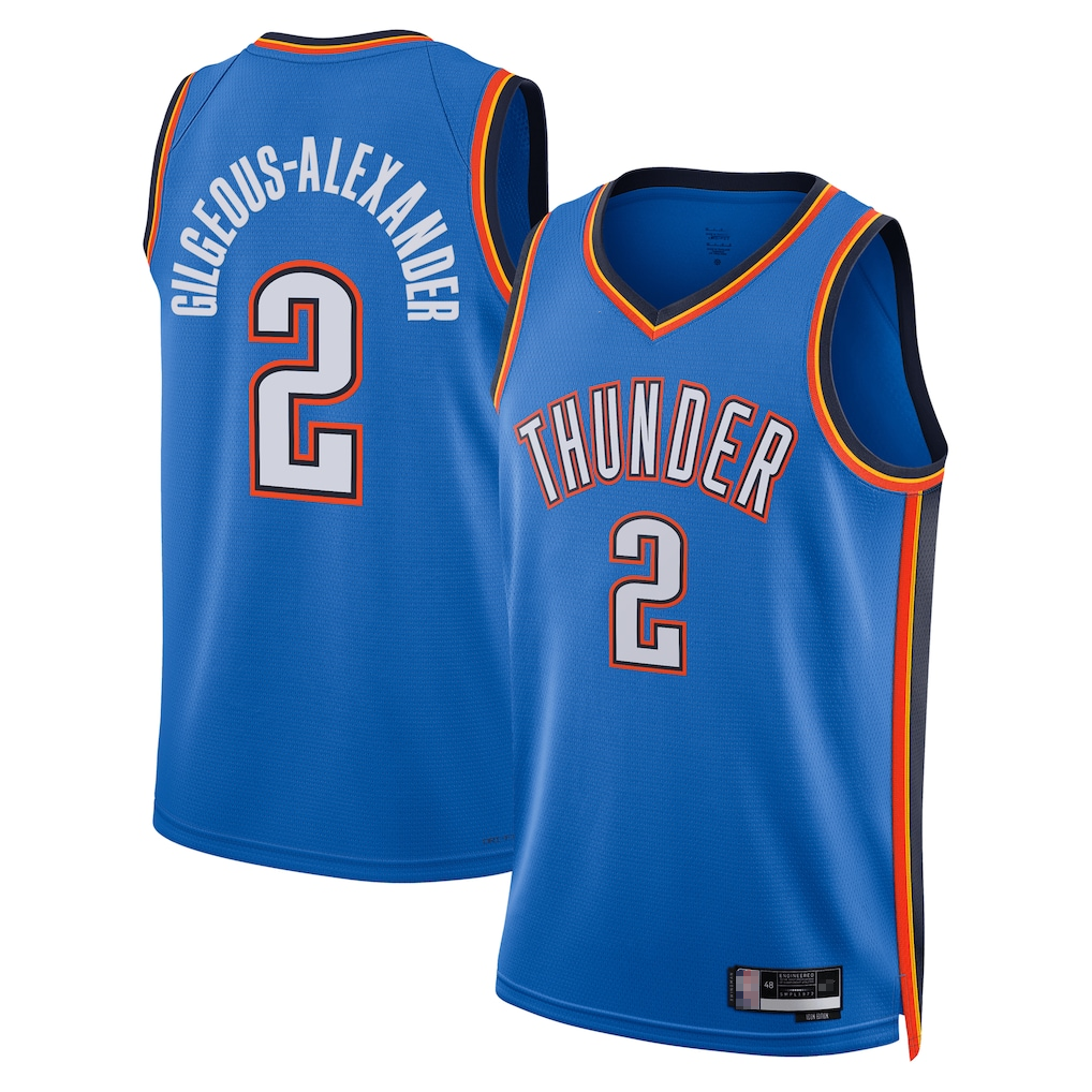 Edoa OC.Thunder #2 Shai Gilgeous-Alexander Blue Badge Swingman Replica Stitched Jerseys- Icon Edition