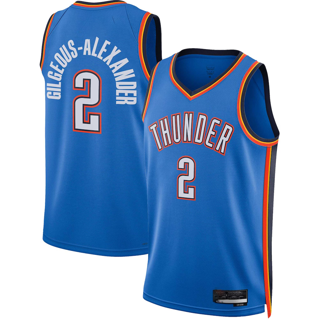 Edoa OC.Thunder #2 Shai Gilgeous-Alexander Blue Swingman Stitched Jerseys - Icon Edition