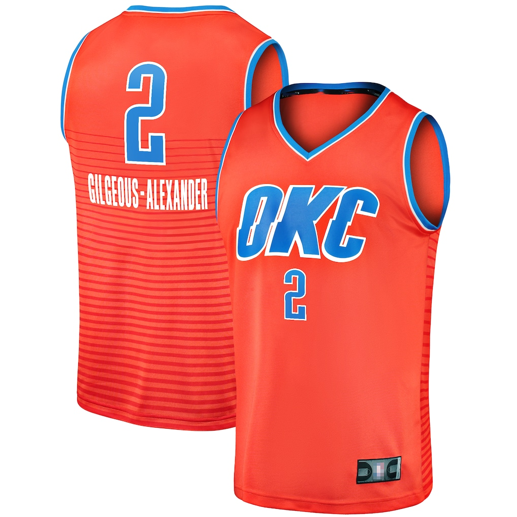 Edoa OC.Thunder #2 Shai Gilgeous-Alexander Orange Fast Break Player Stitched Jerseys - Statement Edition
