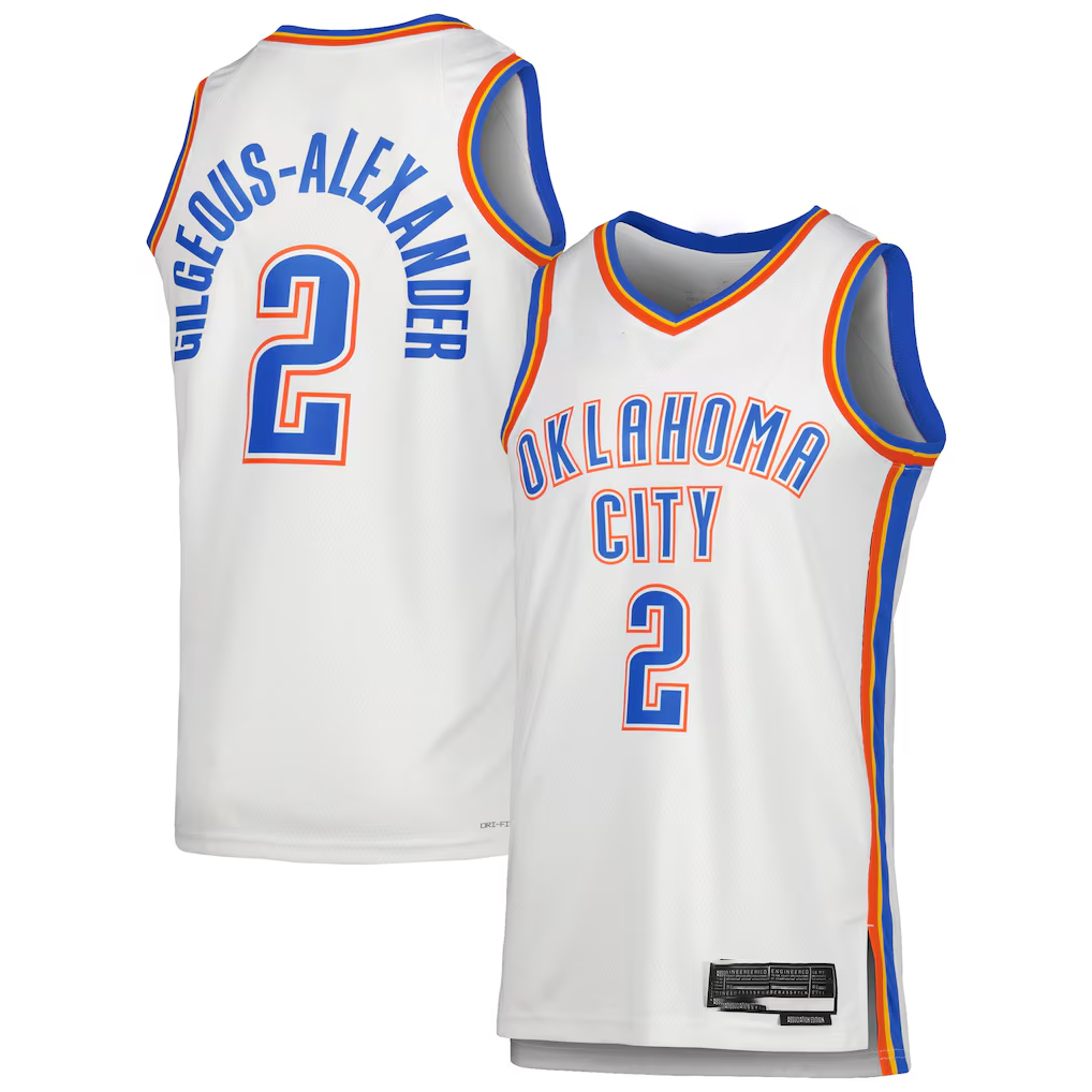 Edoa OC.Thunder #2 Shai Gilgeous-Alexander White Swingman Stitched Jerseys - Association Edition