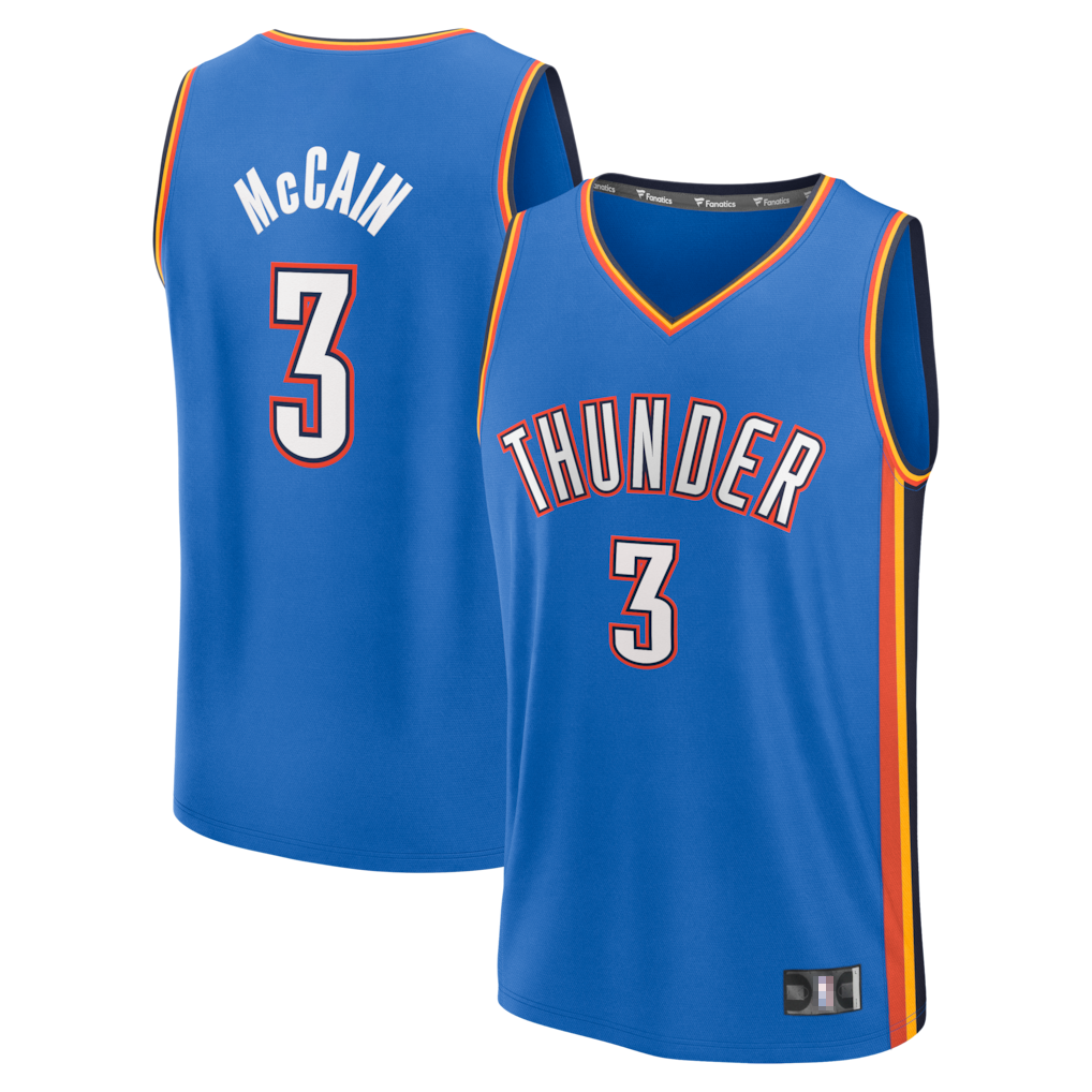 Edoa OC.Thunder #3 Jared McCain Blue Fast Break Replica Stitched Jerseys - Icon Edition
