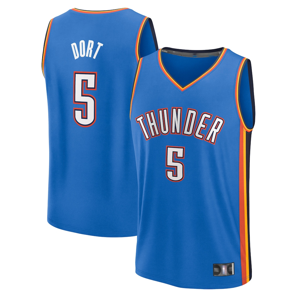 Edoa OC.Thunder #5 Luguentz Dort Blue Fast Break Replica Player Stitched Jerseys- Icon Edition