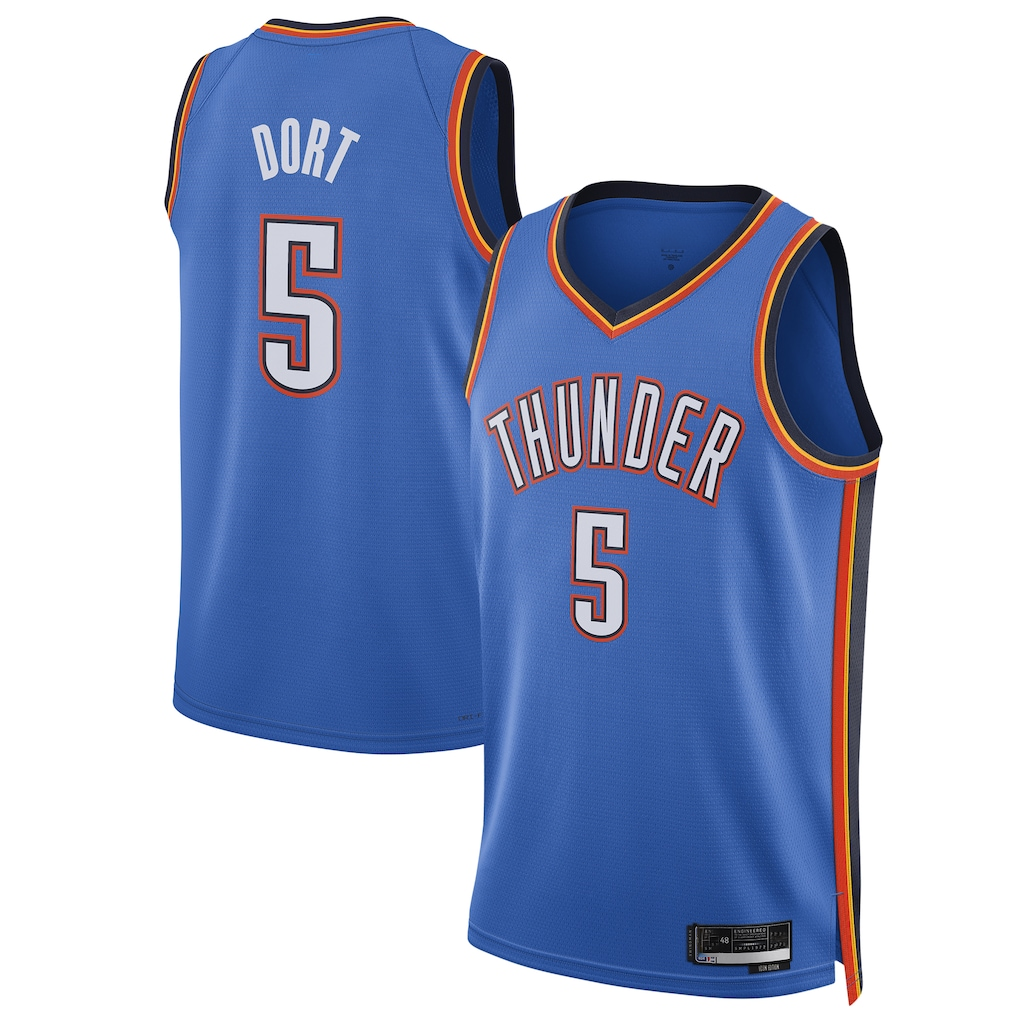 Edoa OC.Thunder #5 Luguentz Dort Blue Swingman Player Stitched Jerseys - Icon Edition