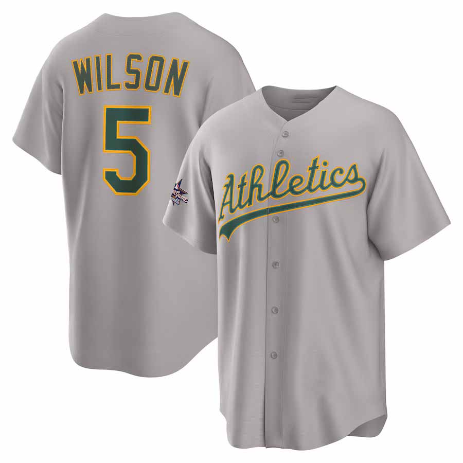 Oakland Athletics #5 Jacob Wilson 2025 All-Star Game Road Replica Player Jersey - Gray Stitched Baseball Jersey