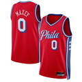 Edoa P.76ers #0 Tyrese Maxey  Red Swingman Jerseys - Statement Edition