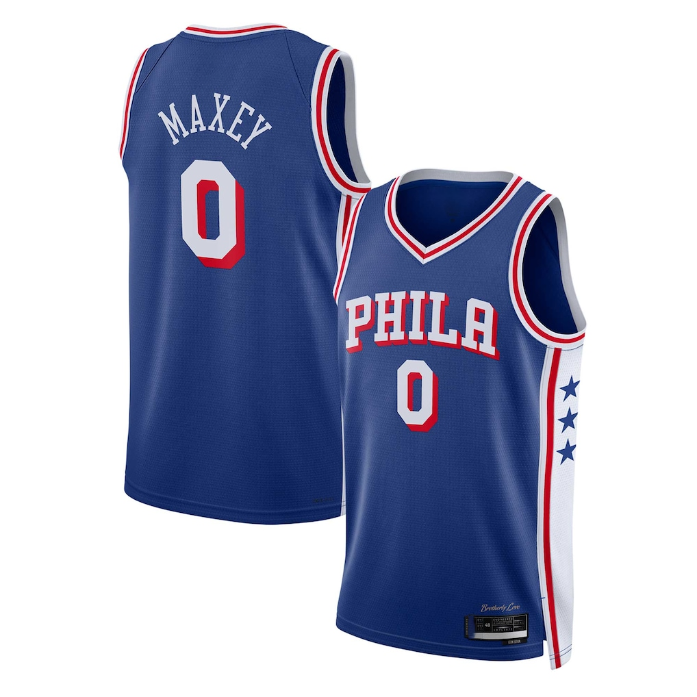 Edoa P.76ers #0 Tyrese Maxey Royal Swingman Jerseys - Icon Edition