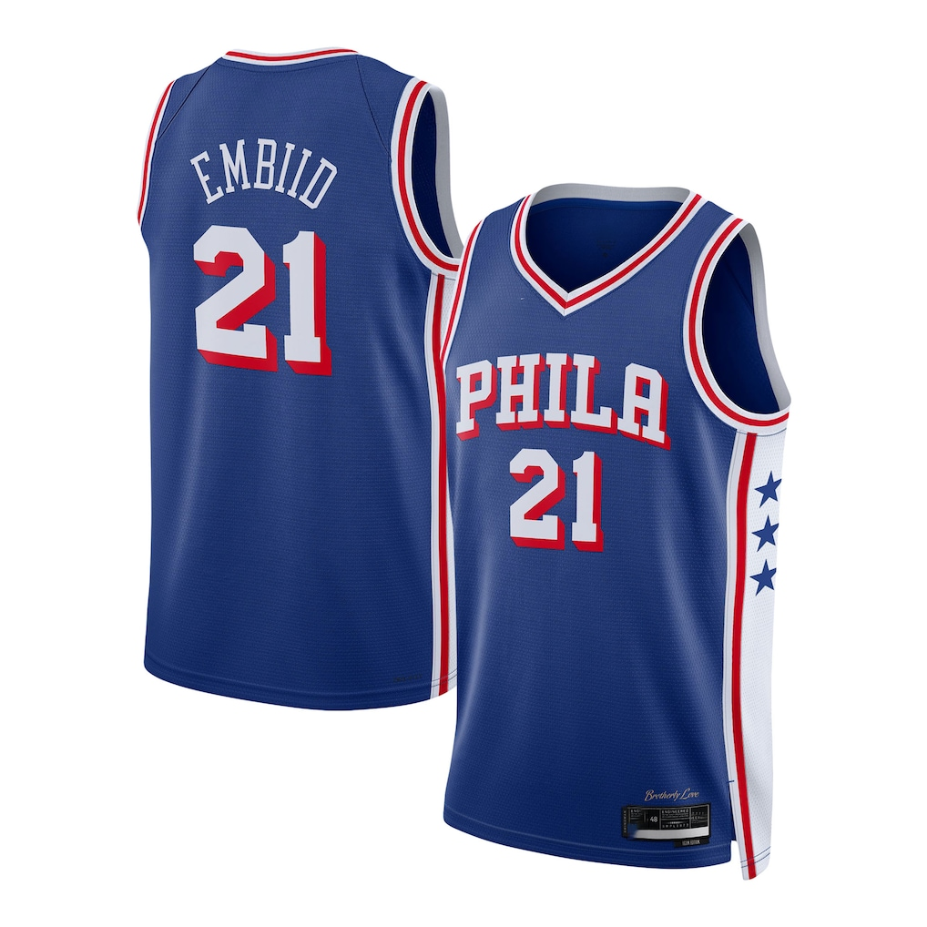 Edoa P.76ers #21 Joel Embiid Royal Swingman Jerseys - Icon Edition
