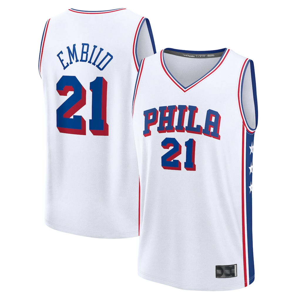 Edoa P.76ers #21 Joel Embiid White Fast Break Replica Player Jerseys - Association Edition