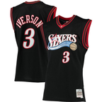 Edoa P.76ers #3 Allen Iverson Mitchell & Ness Black 200001 Big & Tall Hardwood Classics Swingman Jerseys