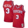 Edoa P.76ers #3 Allen Iverson Mitchell & Ness Red 2002-03 Hardwood Classics Swingman Jerseys