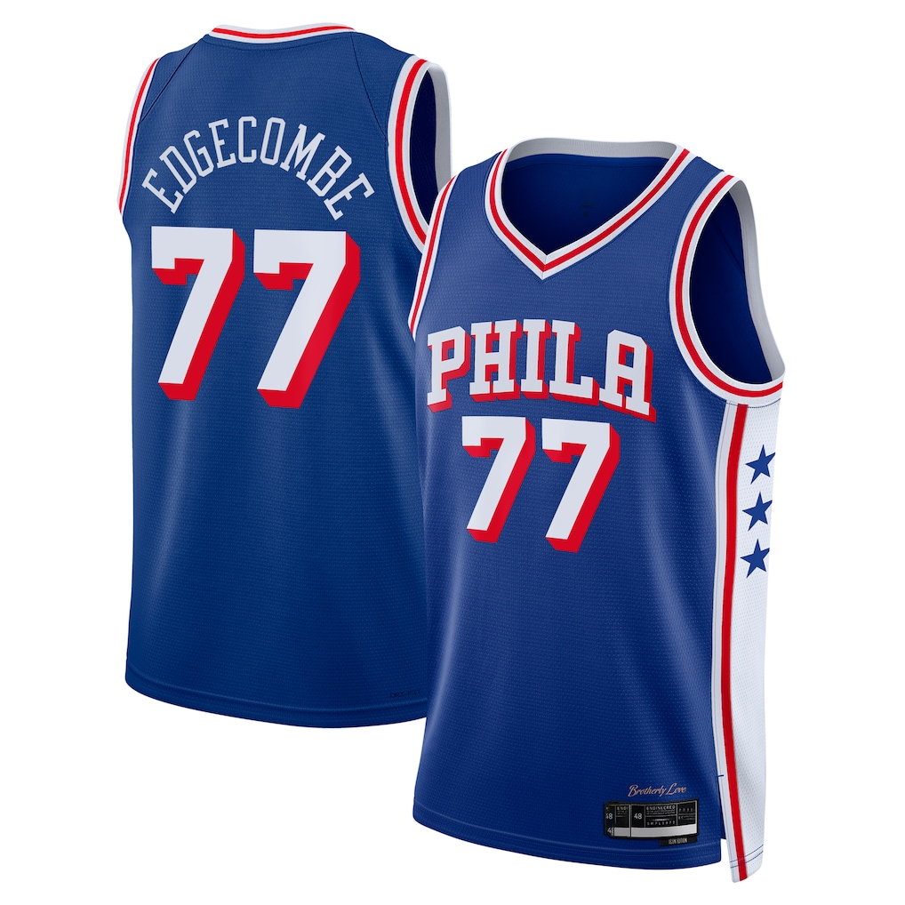 Edoa P.76ers #77 V. J. Edgecombe Royal 2025 Draft First Round Pick Swingman Jerseys - Icon Edition